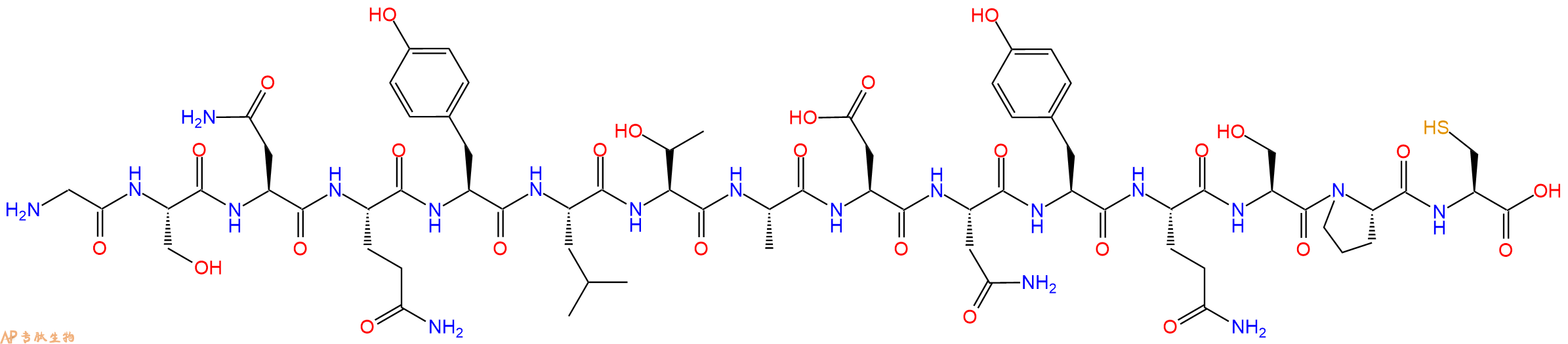 专肽生物产品H2N-Gly-Ser-Asn-Gln-Tyr-Leu-Thr-Ala-Asp-Asn-Tyr-Gln-Ser-Pro-Cys-OH