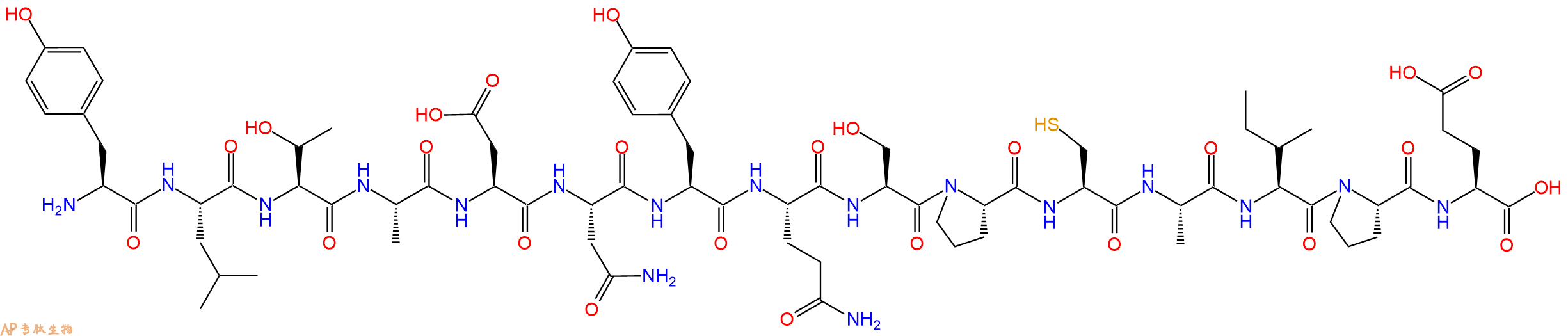 专肽生物产品H2N-Tyr-Leu-Thr-Ala-Asp-Asn-Tyr-Gln-Ser-Pro-Cys-Ala-Ile-Pro-Glu-OH