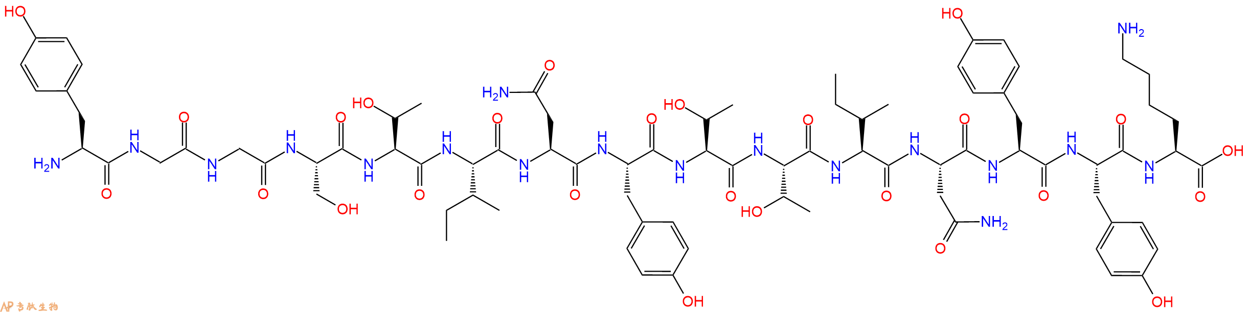 专肽生物产品H2N-Tyr-Gly-Gly-Ser-Thr-Ile-Asn-Tyr-Thr-Thr-Ile-Asn-Tyr-Tyr-Lys-OH