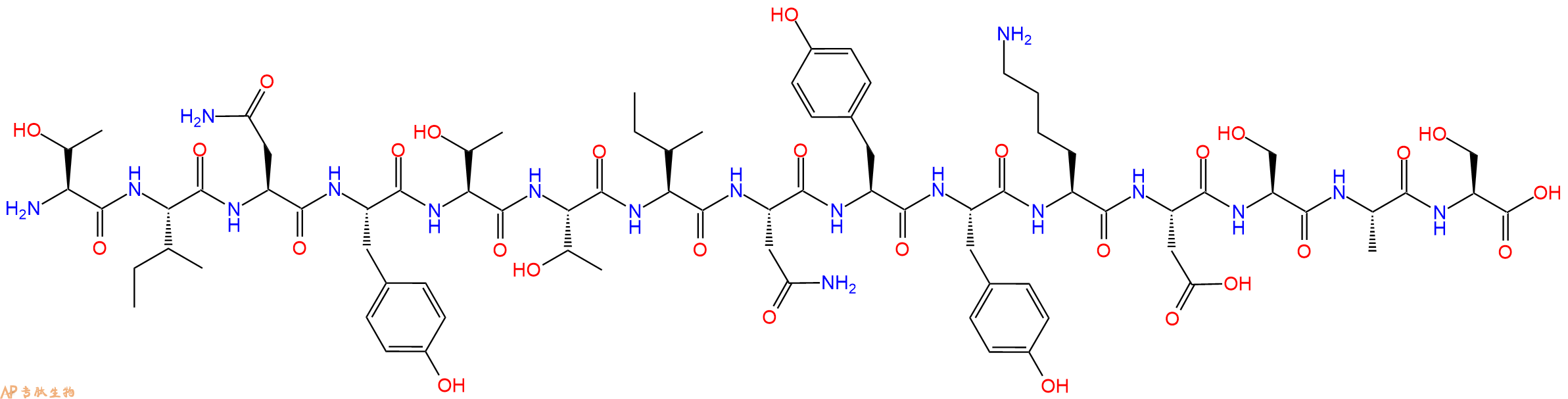 专肽生物产品H2N-Thr-Ile-Asn-Tyr-Thr-Thr-Ile-Asn-Tyr-Tyr-Lys-Asp-Ser-Ala-Ser-OH