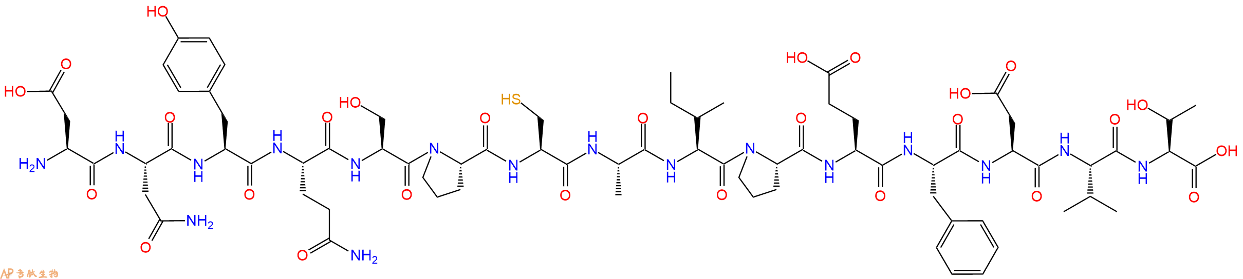 专肽生物产品H2N-Asp-Asn-Tyr-Gln-Ser-Pro-Cys-Ala-Ile-Pro-Glu-Phe-Asp-Val-Thr-OH