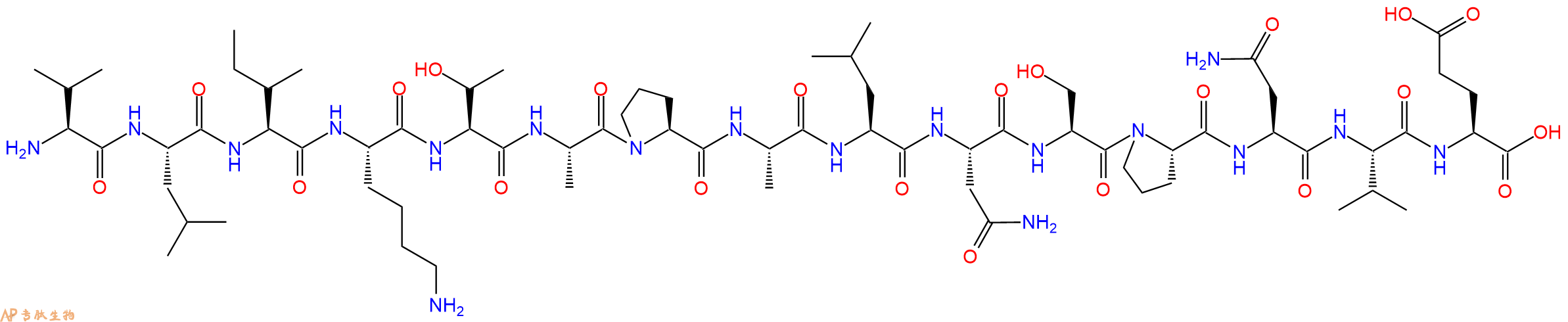 专肽生物产品H2N-Val-Leu-Ile-Lys-Thr-Ala-Pro-Ala-Leu-Asn-Ser-Pro-Asn-Val-Glu-OH