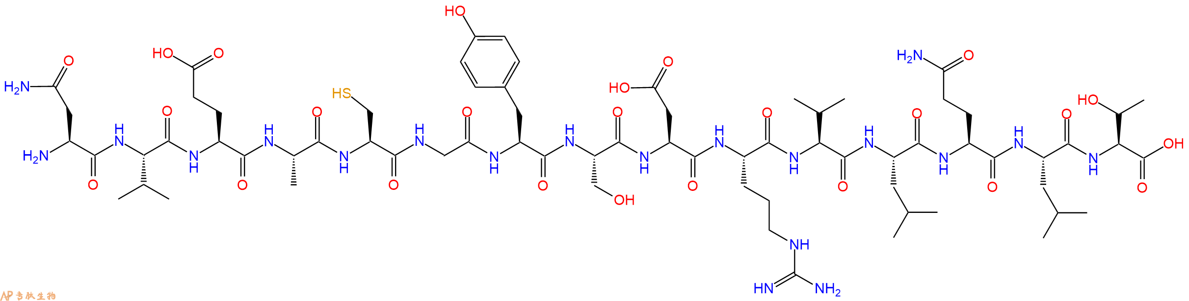 专肽生物产品H2N-Asn-Val-Glu-Ala-Cys-Gly-Tyr-Ser-Asp-Arg-Val-Leu-Gln-Leu-Thr-OH