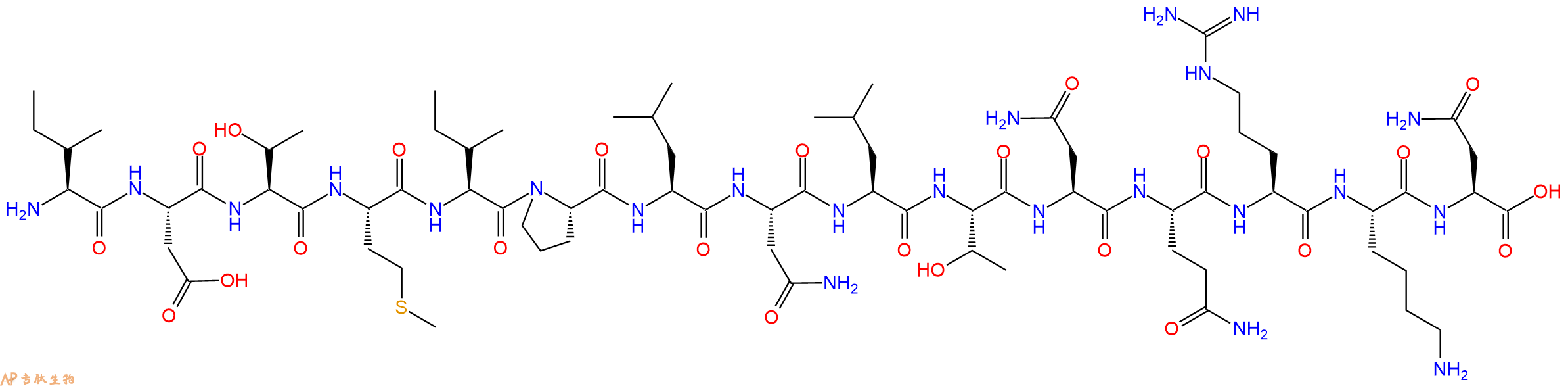 专肽生物产品H2N-Ile-Asp-Thr-Met-Ile-Pro-Leu-Asn-Leu-Thr-Asn-Gln-Arg-Lys-Asn-OH