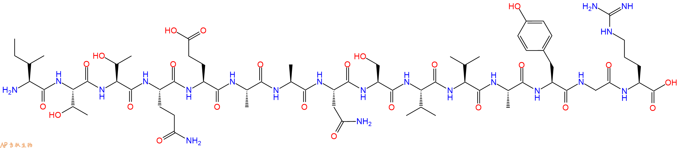 专肽生物产品H2N-Ile-Thr-Thr-Gln-Glu-Ala-Ala-Asn-Ser-Val-Val-Ala-Tyr-Gly-Arg-OH