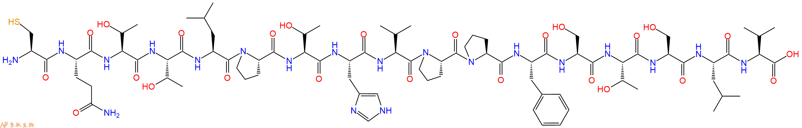 专肽生物产品H2N-Cys-Gln-Thr-Thr-Leu-Pro-Thr-His-Val-Pro-Pro-Phe-Ser-Thr-Ser-Leu-Val-OH