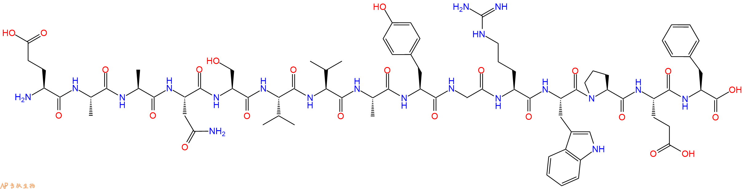 专肽生物产品H2N-Glu-Ala-Ala-Asn-Ser-Val-Val-Ala-Tyr-Gly-Arg-Trp-Pro-Glu-Phe-OH