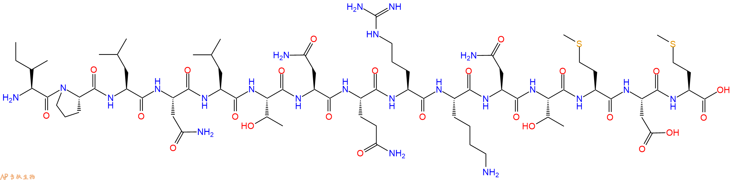 专肽生物产品H2N-Ile-Pro-Leu-Asn-Leu-Thr-Asn-Gln-Arg-Lys-Asn-Thr-Met-Asp-Met-OH