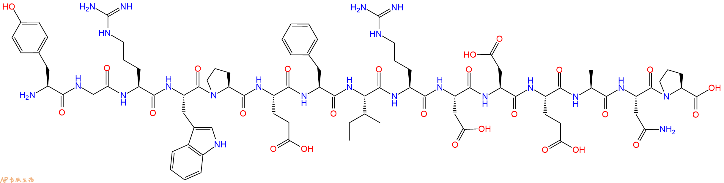专肽生物产品H2N-Tyr-Gly-Arg-Trp-Pro-Glu-Phe-Ile-Arg-Asp-Asp-Glu-Ala-Asn-Pro-OH