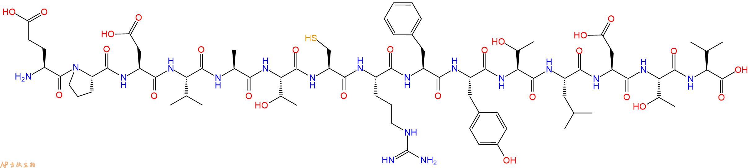 专肽生物产品H2N-Glu-Pro-Asp-Val-Ala-Thr-Cys-Arg-Phe-Tyr-Thr-Leu-Asp-Thr-Val-OH