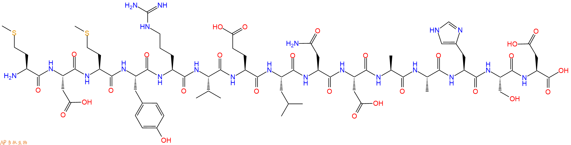 专肽生物产品H2N-Met-Asp-Met-Tyr-Arg-Val-Glu-Leu-Asn-Asp-Ala-Ala-His-Ser-Asp-OH