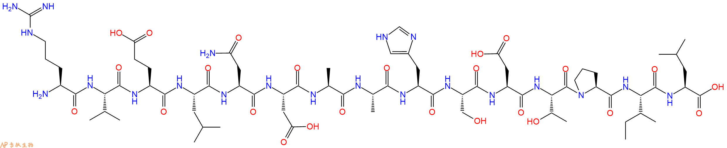 专肽生物产品H2N-Arg-Val-Glu-Leu-Asn-Asp-Ala-Ala-His-Ser-Asp-Thr-Pro-Ile-Leu-OH