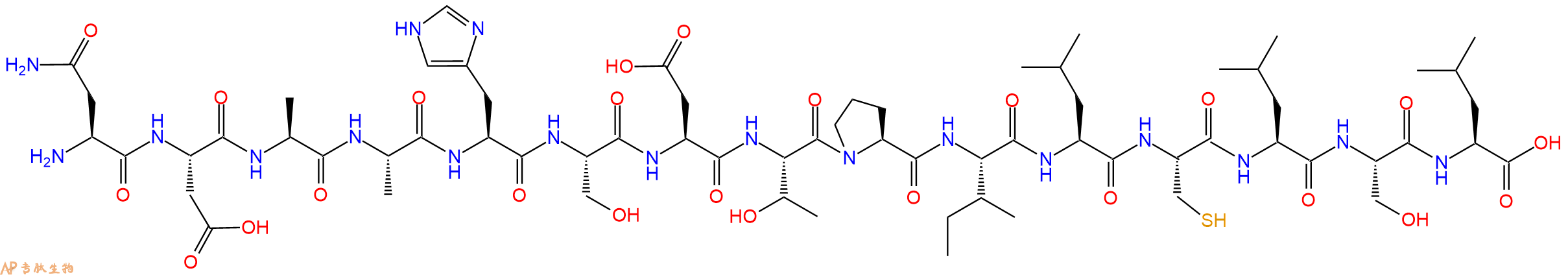专肽生物产品H2N-Asn-Asp-Ala-Ala-His-Ser-Asp-Thr-Pro-Ile-Leu-Cys-Leu-Ser-Leu-OH