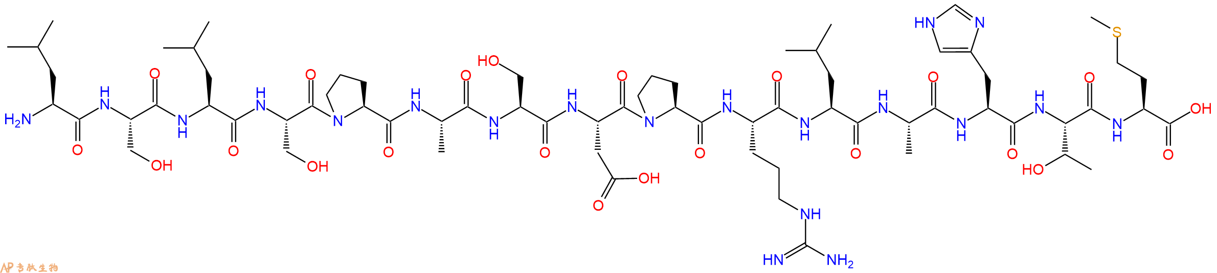 专肽生物产品H2N-Leu-Ser-Leu-Ser-Pro-Ala-Ser-Asp-Pro-Arg-Leu-Ala-His-Thr-Met-OH