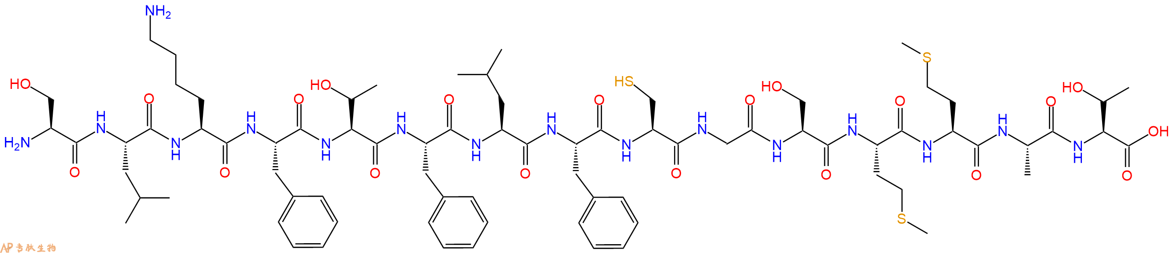 专肽生物产品H2N-Ser-Leu-Lys-Phe-Thr-Phe-Leu-Phe-Cys-Gly-Ser-Met-Met-Ala-Thr-OH