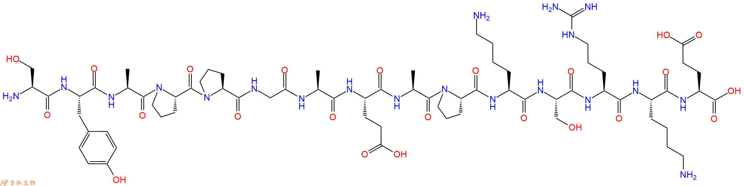 专肽生物产品H2N-Ser-Tyr-Ala-Pro-Pro-Gly-Ala-Glu-Ala-Pro-Lys-Ser-Arg-Lys-Glu-OH