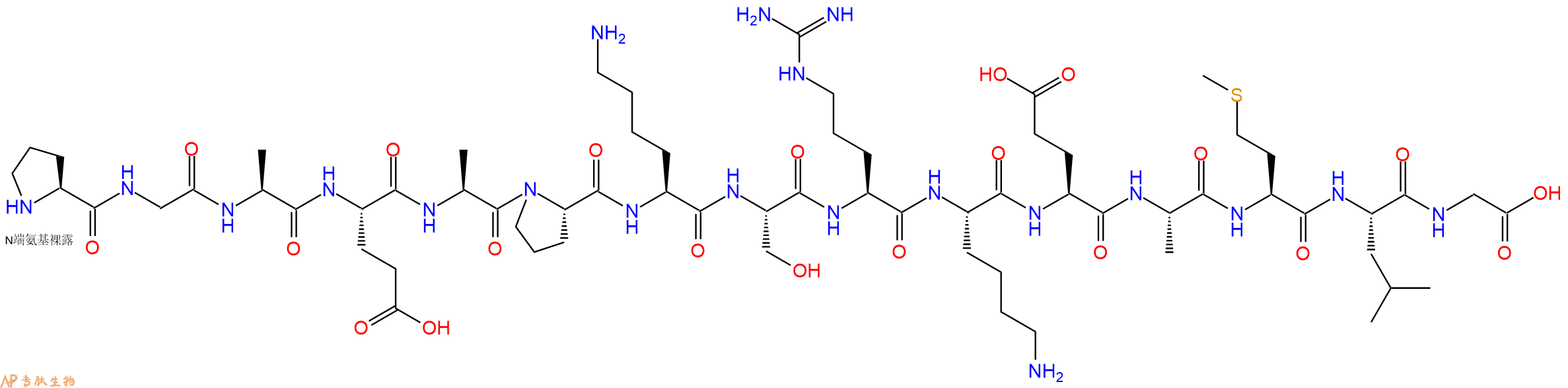 专肽生物产品H2N-Pro-Gly-Ala-Glu-Ala-Pro-Lys-Ser-Arg-Lys-Glu-Ala-Met-Leu-Gly-OH