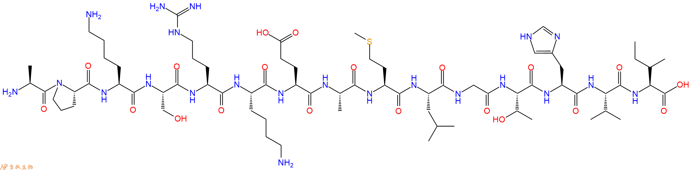 专肽生物产品H2N-Ala-Pro-Lys-Ser-Arg-Lys-Glu-Ala-Met-Leu-Gly-Thr-His-Val-Ile-OH