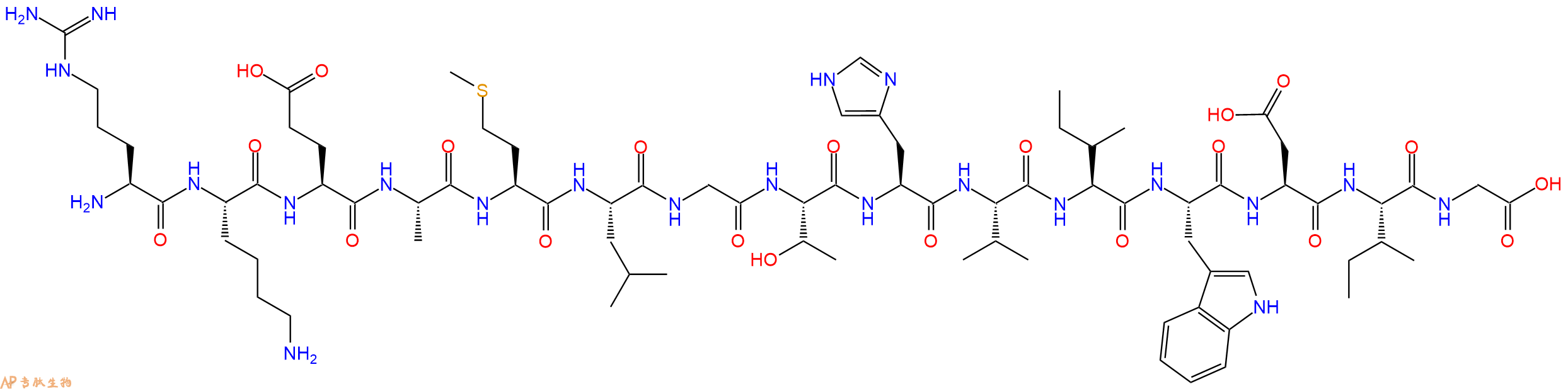 专肽生物产品H2N-Arg-Lys-Glu-Ala-Met-Leu-Gly-Thr-His-Val-Ile-Trp-Asp-Ile-Gly-OH