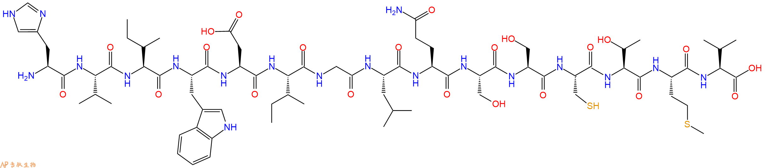 专肽生物产品H2N-His-Val-Ile-Trp-Asp-Ile-Gly-Leu-Gln-Ser-Ser-Cys-Thr-Met-Val-OH