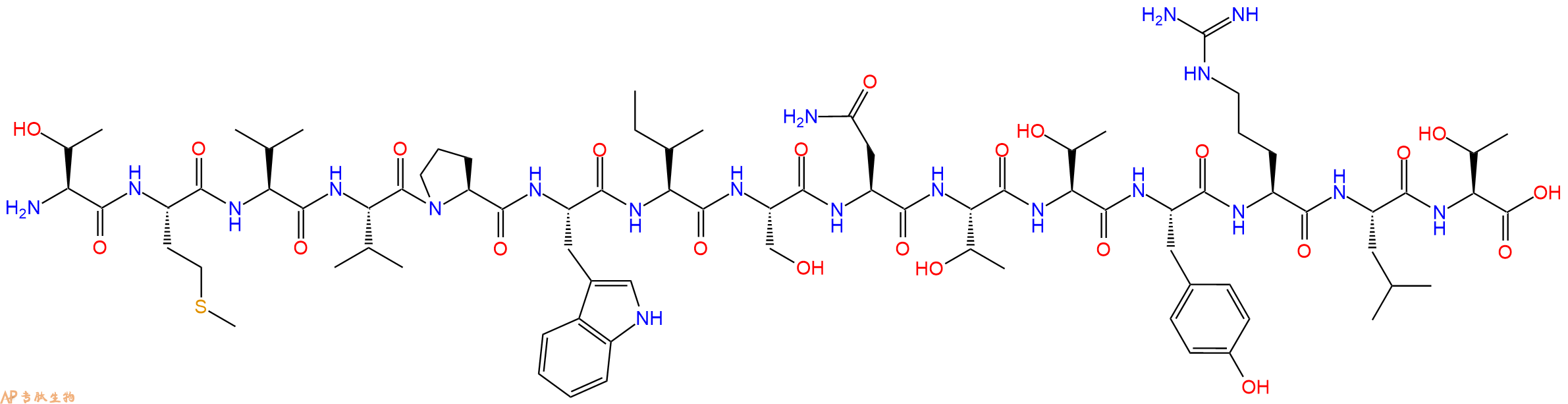 专肽生物产品H2N-Thr-Met-Val-Val-Pro-Trp-Ile-Ser-Asn-Thr-Thr-Tyr-Arg-Leu-Thr-OH