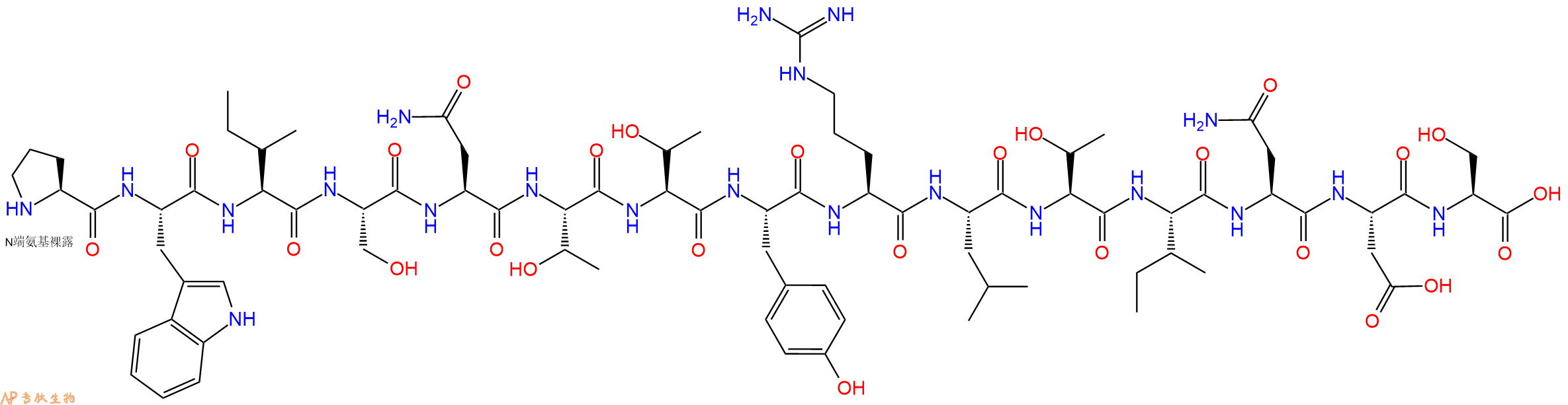 专肽生物产品H2N-Pro-Trp-Ile-Ser-Asn-Thr-Thr-Tyr-Arg-Leu-Thr-Ile-Asn-Asp-Ser-OH