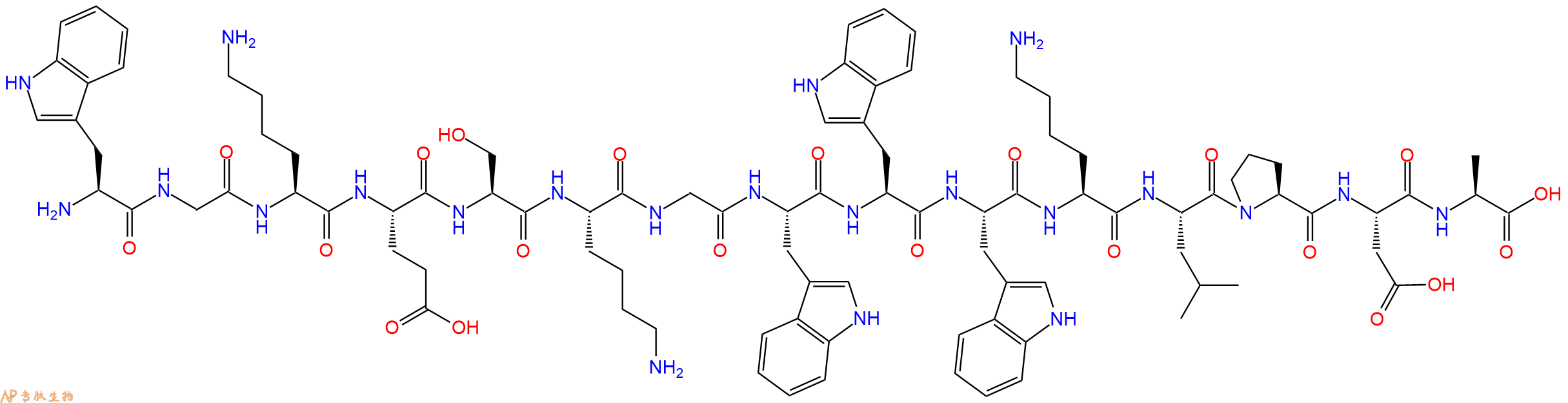 专肽生物产品H2N-Trp-Gly-Lys-Glu-Ser-Lys-Gly-Trp-Trp-Trp-Lys-Leu-Pro-Asp-Ala-OH