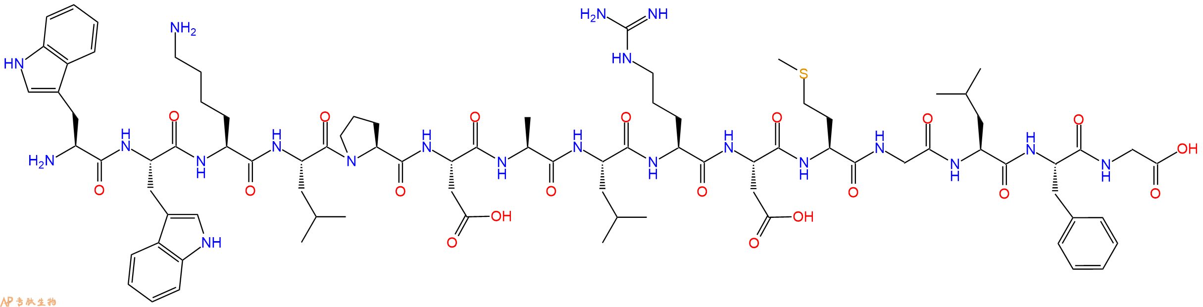 专肽生物产品H2N-Trp-Trp-Lys-Leu-Pro-Asp-Ala-Leu-Arg-Asp-Met-Gly-Leu-Phe-Gly-OH