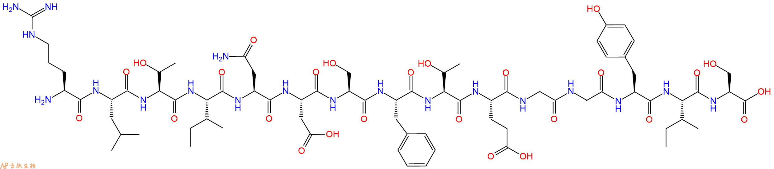 专肽生物产品H2N-Arg-Leu-Thr-Ile-Asn-Asp-Ser-Phe-Thr-Glu-Gly-Gly-Tyr-Ile-Ser-OH