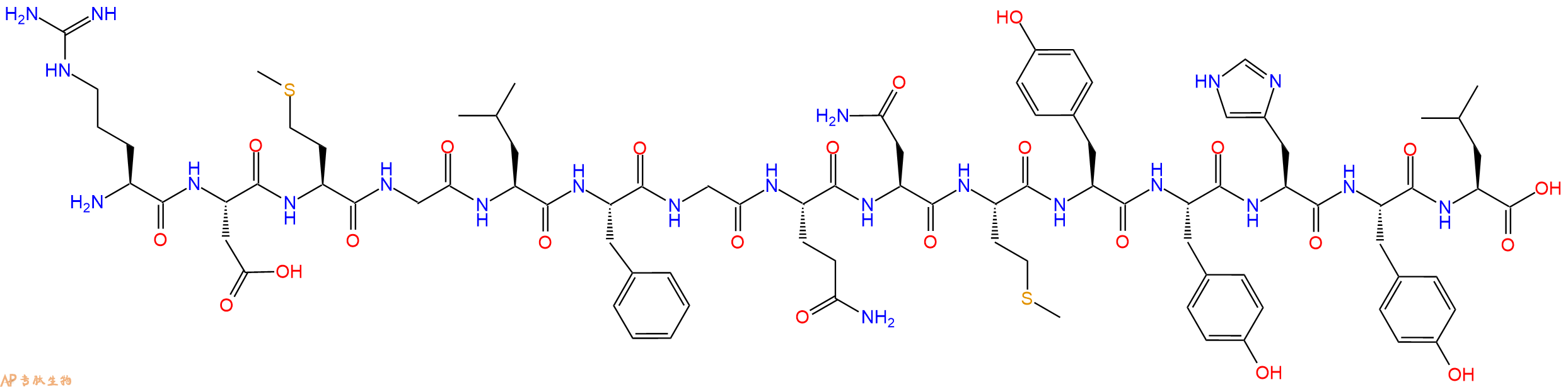 专肽生物产品H2N-Arg-Asp-Met-Gly-Leu-Phe-Gly-Gln-Asn-Met-Tyr-Tyr-His-Tyr-Leu-OH
