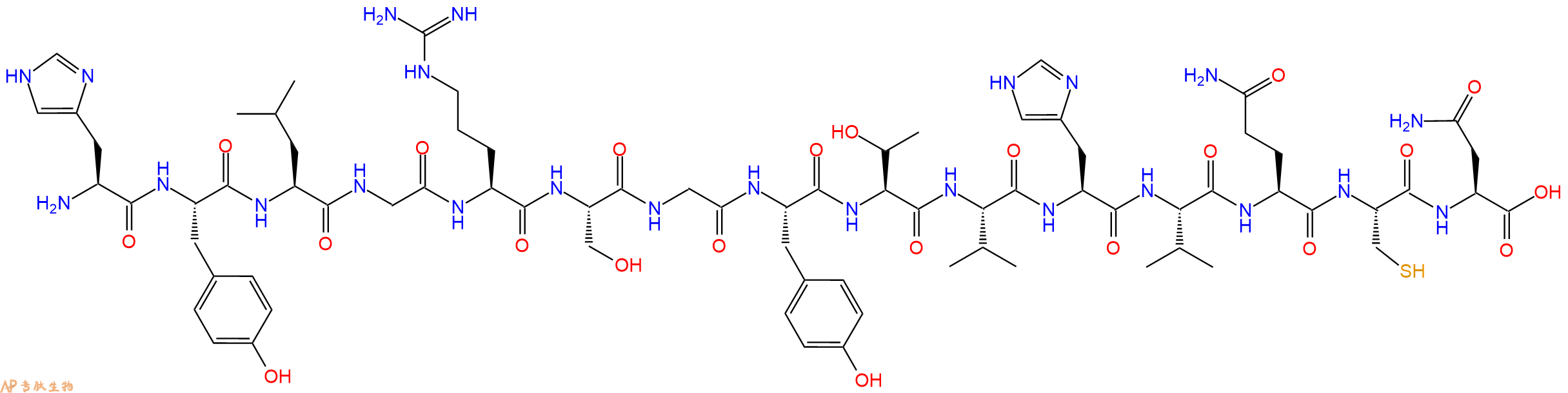 专肽生物产品H2N-His-Tyr-Leu-Gly-Arg-Ser-Gly-Tyr-Thr-Val-His-Val-Gln-Cys-Asn-OH