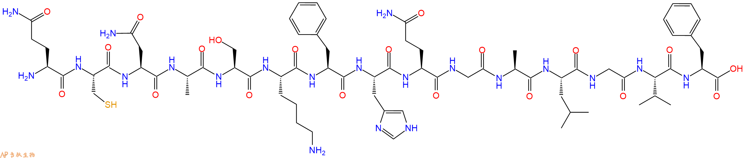 专肽生物产品H2N-Gln-Cys-Asn-Ala-Ser-Lys-Phe-His-Gln-Gly-Ala-Leu-Gly-Val-Phe-OH