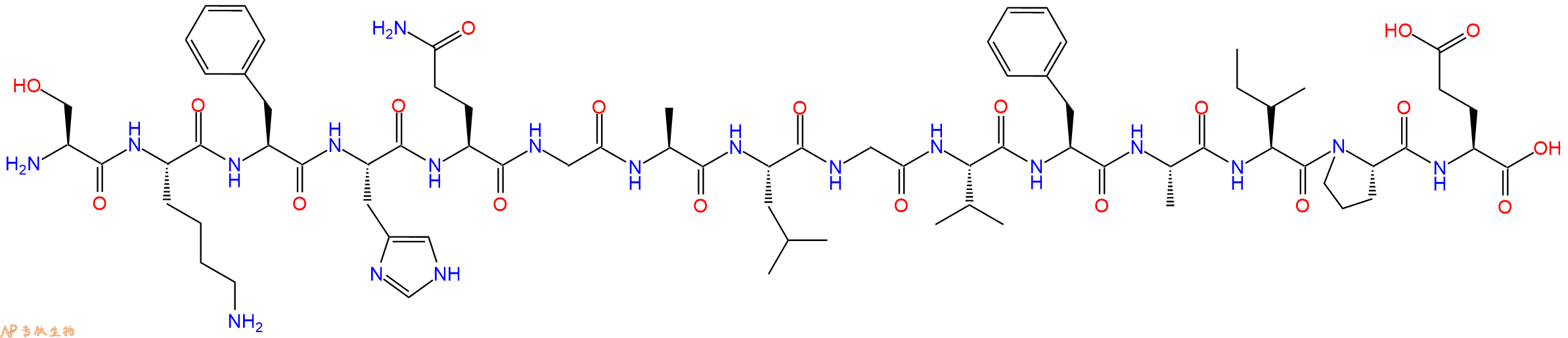 专肽生物产品H2N-Ser-Lys-Phe-His-Gln-Gly-Ala-Leu-Gly-Val-Phe-Ala-Ile-Pro-Glu-OH