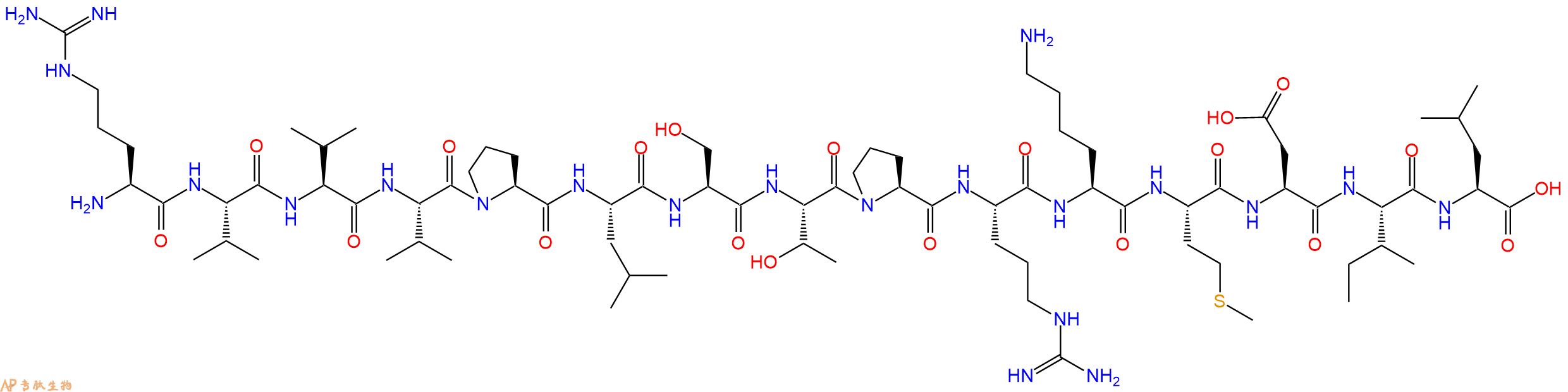 专肽生物产品H2N-Arg-Val-Val-Val-Pro-Leu-Ser-Thr-Pro-Arg-Lys-Met-Asp-Ile-Leu-OH