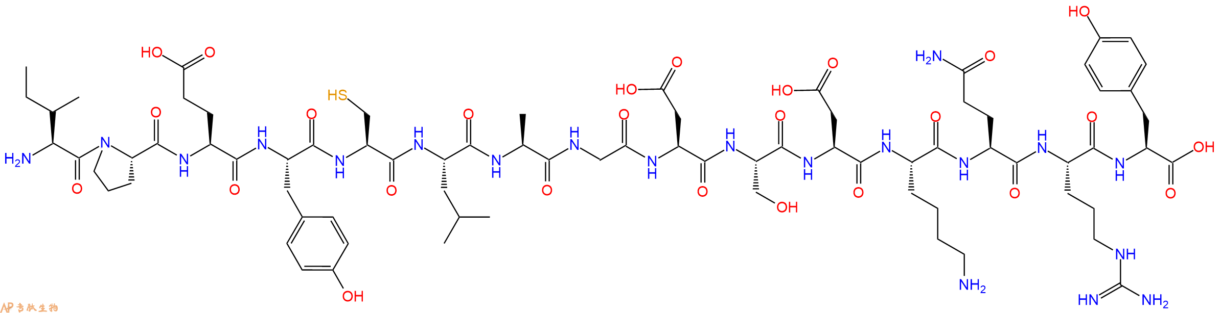 专肽生物产品H2N-Ile-Pro-Glu-Tyr-Cys-Leu-Ala-Gly-Asp-Ser-Asp-Lys-Gln-Arg-Tyr-OH