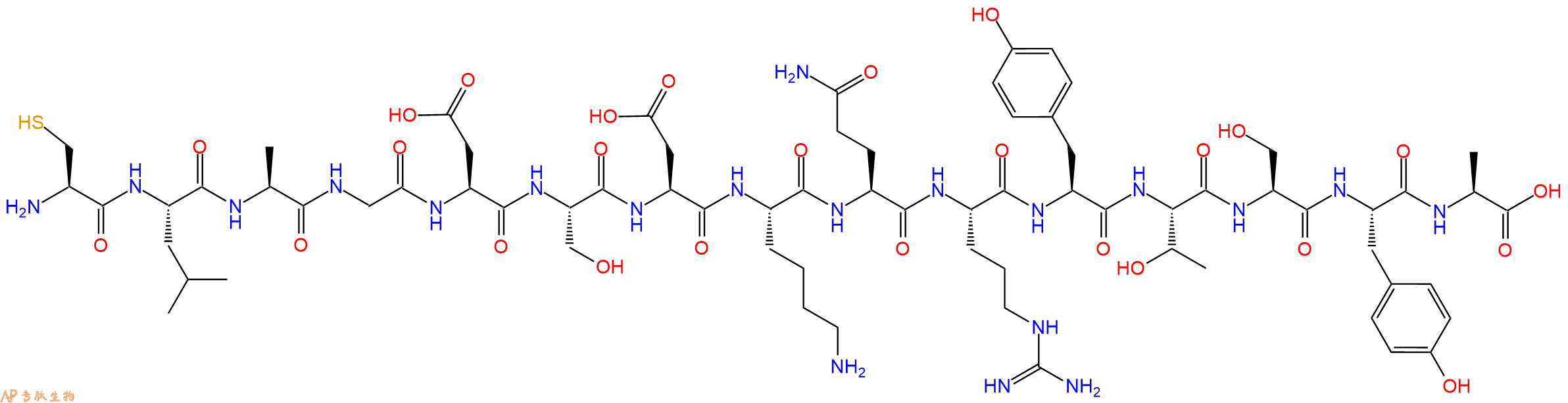 专肽生物产品H2N-Cys-Leu-Ala-Gly-Asp-Ser-Asp-Lys-Gln-Arg-Tyr-Thr-Ser-Tyr-Ala-OH