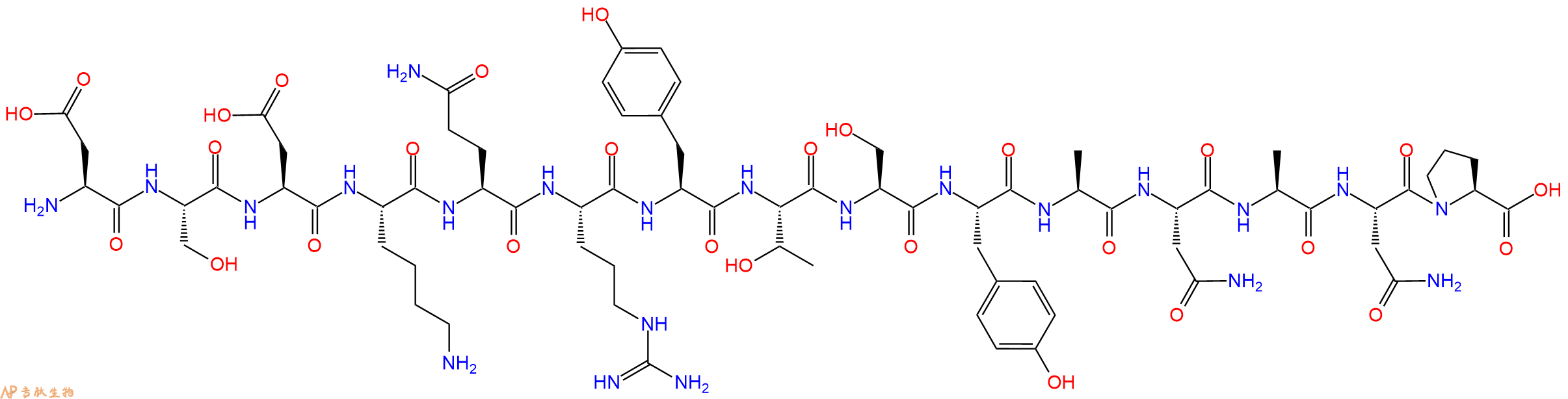 专肽生物产品H2N-Asp-Ser-Asp-Lys-Gln-Arg-Tyr-Thr-Ser-Tyr-Ala-Asn-Ala-Asn-Pro-OH