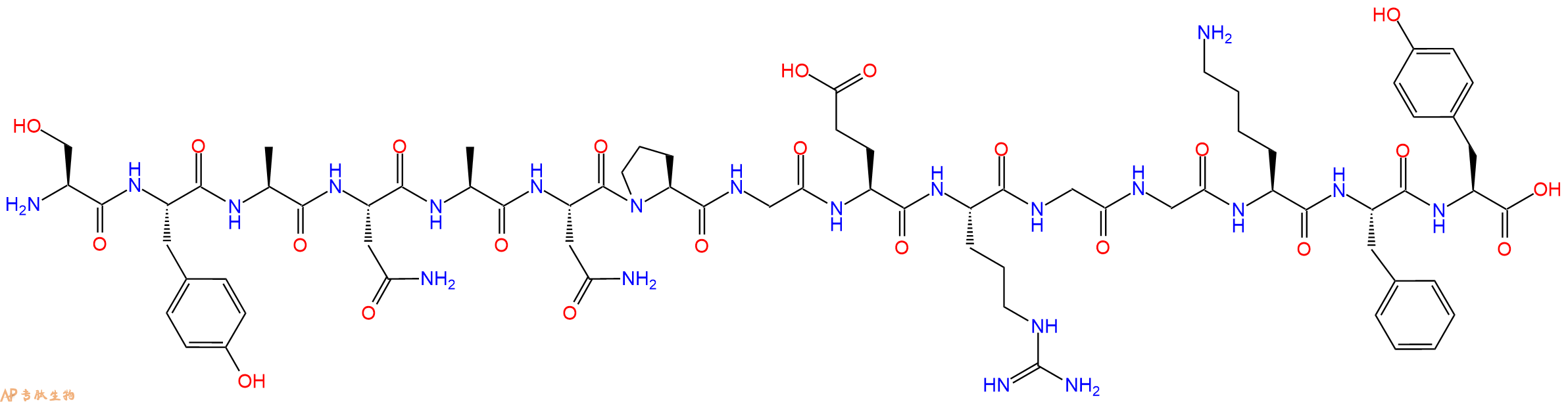 专肽生物产品H2N-Ser-Tyr-Ala-Asn-Ala-Asn-Pro-Gly-Glu-Arg-Gly-Gly-Lys-Phe-Tyr-OH