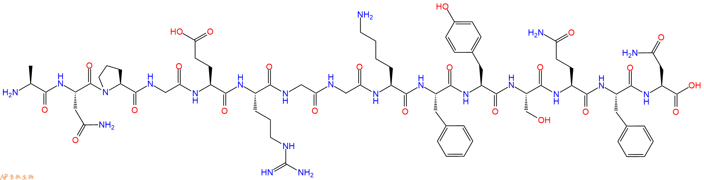 专肽生物产品H2N-Ala-Asn-Pro-Gly-Glu-Arg-Gly-Gly-Lys-Phe-Tyr-Ser-Gln-Phe-Asn-OH