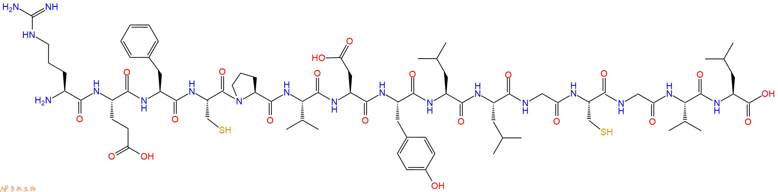专肽生物产品H2N-Arg-Glu-Phe-Cys-Pro-Val-Asp-Tyr-Leu-Leu-Gly-Cys-Gly-Val-Leu-OH