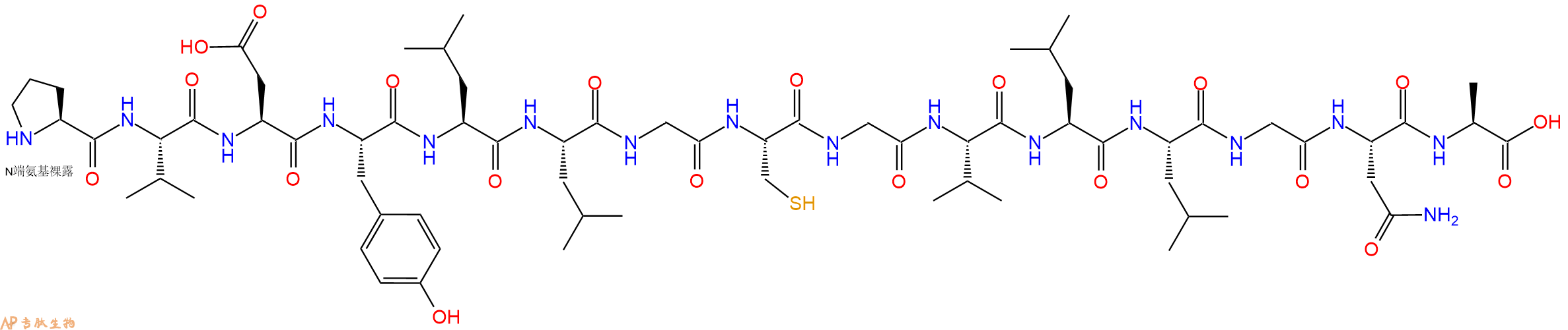 专肽生物产品H2N-Pro-Val-Asp-Tyr-Leu-Leu-Gly-Cys-Gly-Val-Leu-Leu-Gly-Asn-Ala-OH