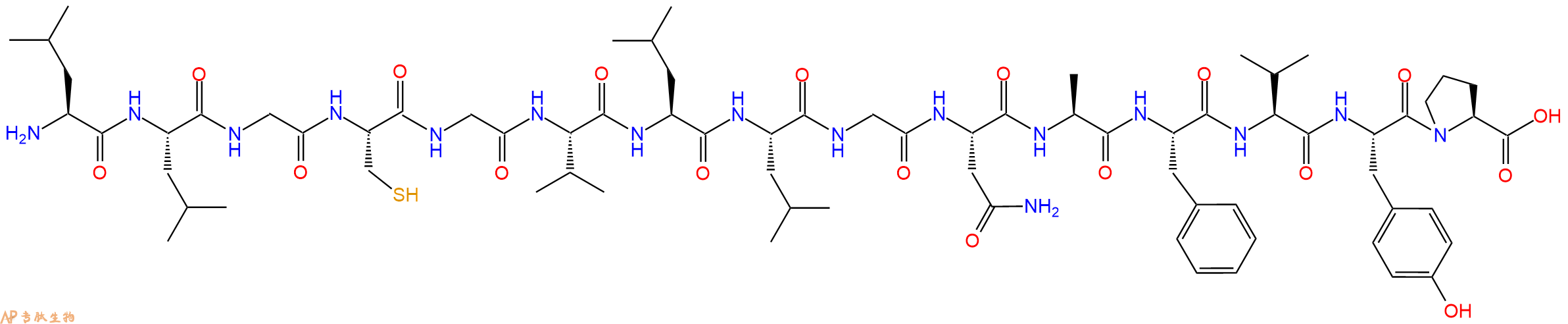 专肽生物产品H2N-Leu-Leu-Gly-Cys-Gly-Val-Leu-Leu-Gly-Asn-Ala-Phe-Val-Tyr-Pro-OH