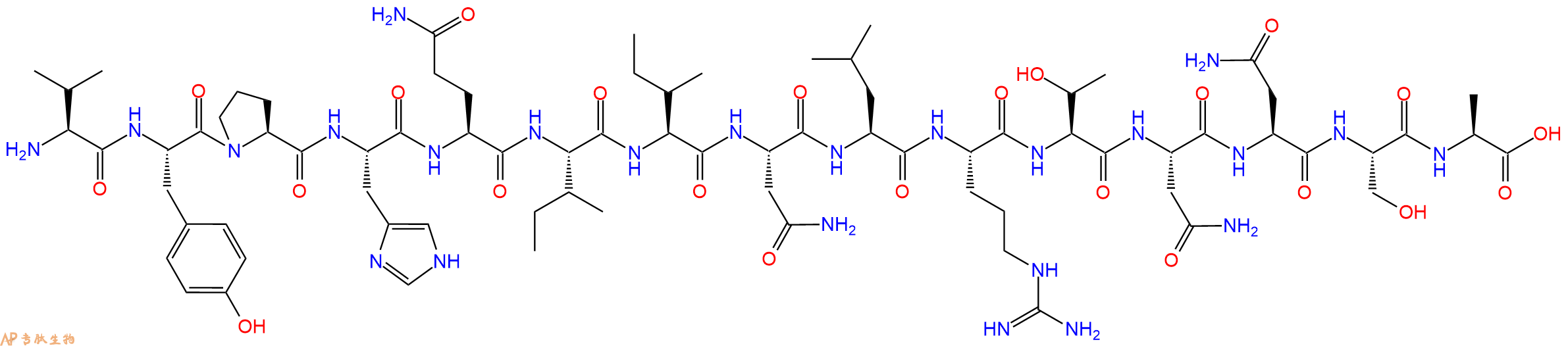 专肽生物产品H2N-Val-Tyr-Pro-His-Gln-Ile-Ile-Asn-Leu-Arg-Thr-Asn-Asn-Ser-Ala-OH