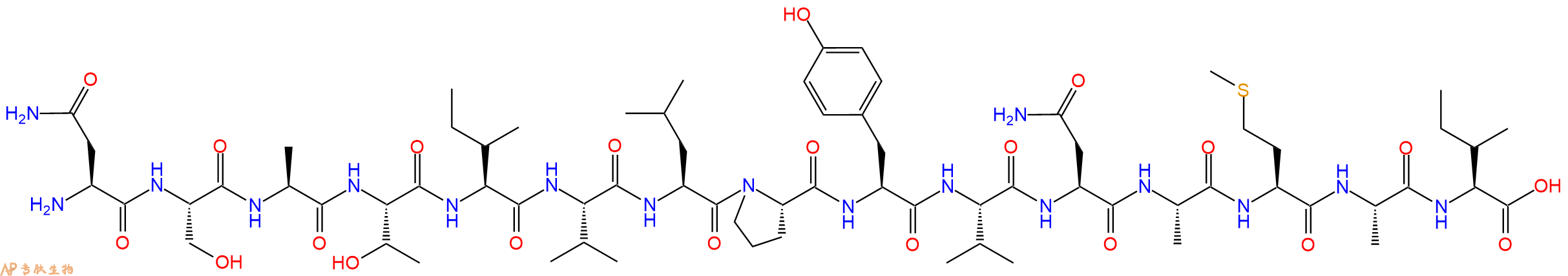 专肽生物产品H2N-Asn-Ser-Ala-Thr-Ile-Val-Leu-Pro-Tyr-Val-Asn-Ala-Met-Ala-Ile-OH