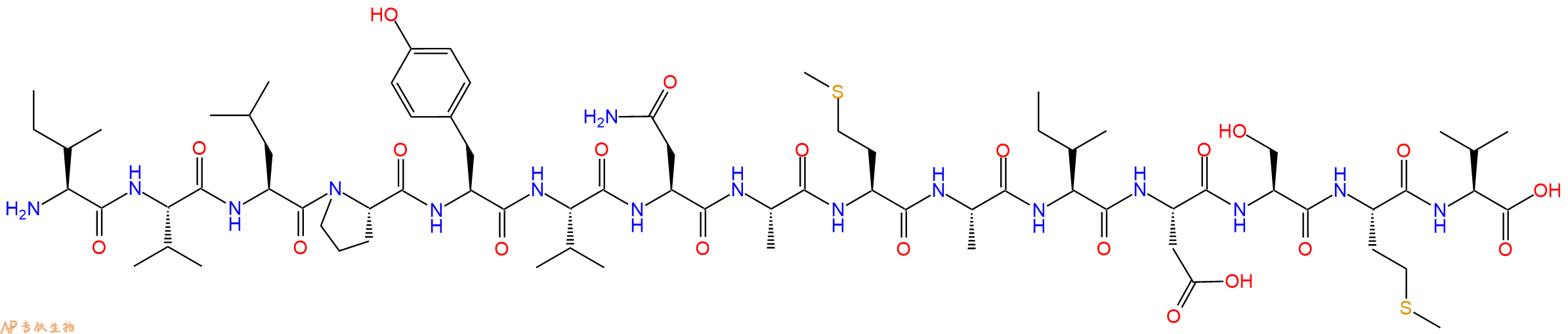 专肽生物产品H2N-Ile-Val-Leu-Pro-Tyr-Val-Asn-Ala-Met-Ala-Ile-Asp-Ser-Met-Val-OH