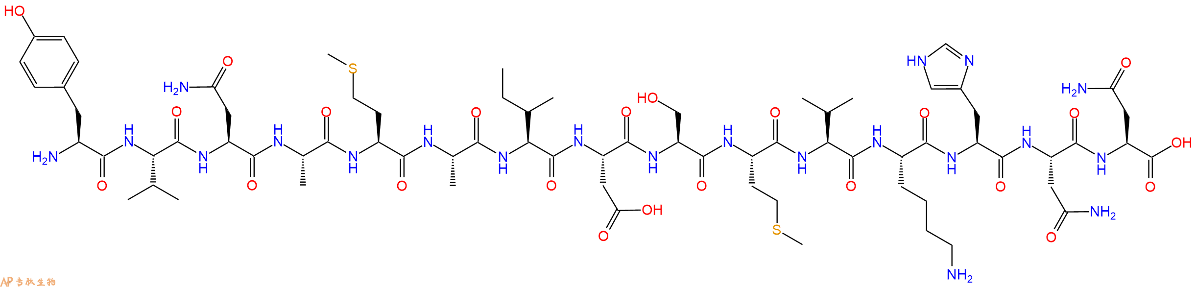 专肽生物产品H2N-Tyr-Val-Asn-Ala-Met-Ala-Ile-Asp-Ser-Met-Val-Lys-His-Asn-Asn-OH