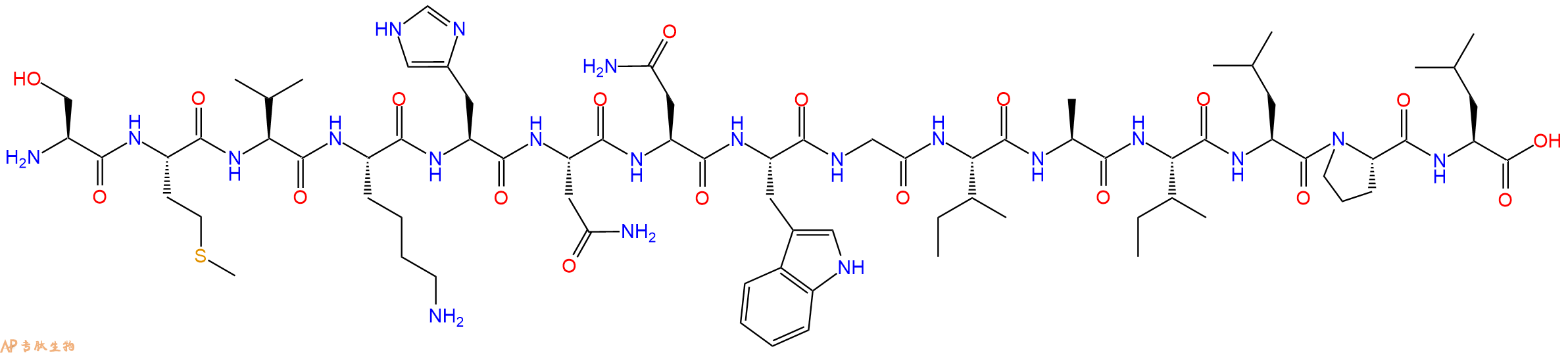 专肽生物产品H2N-Ser-Met-Val-Lys-His-Asn-Asn-Trp-Gly-Ile-Ala-Ile-Leu-Pro-Leu-OH