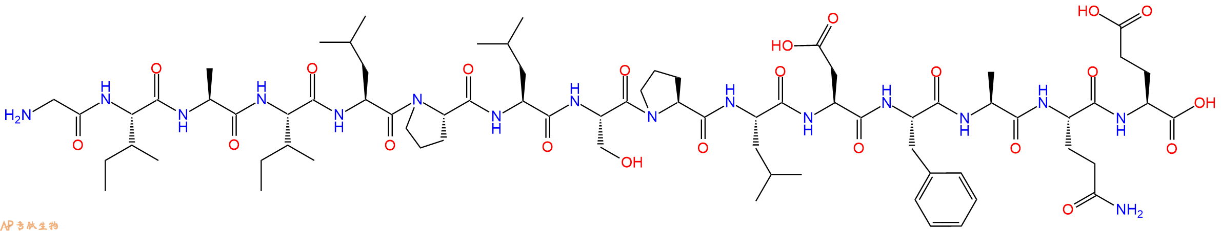 专肽生物产品H2N-Gly-Ile-Ala-Ile-Leu-Pro-Leu-Ser-Pro-Leu-Asp-Phe-Ala-Gln-Glu-OH
