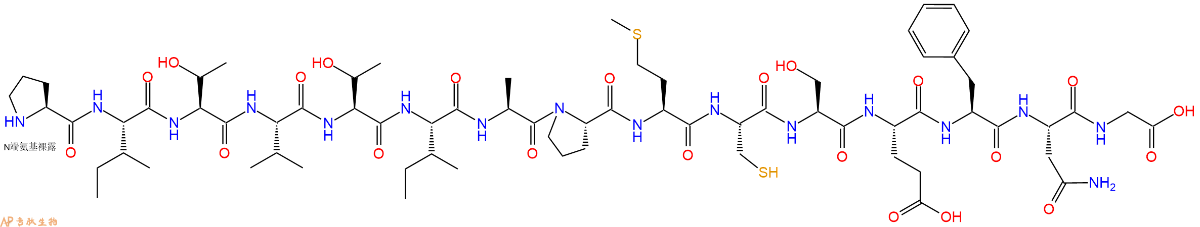专肽生物产品H2N-Pro-Ile-Thr-Val-Thr-Ile-Ala-Pro-Met-Cys-Ser-Glu-Phe-Asn-Gly-OH