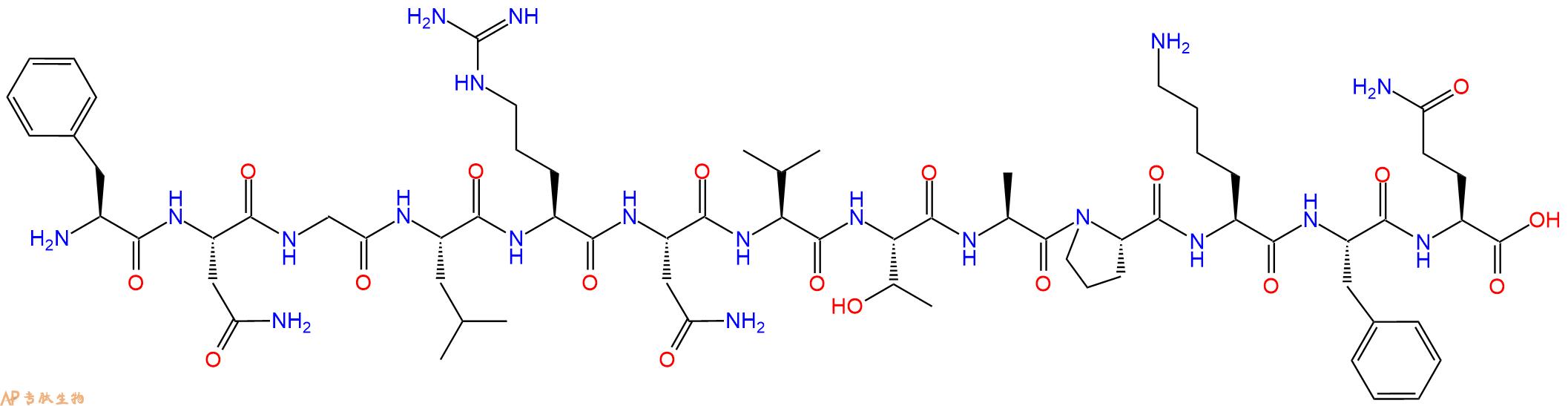 专肽生物产品H2N-Phe-Asn-Gly-Leu-Arg-Asn-Val-Thr-Ala-Pro-Lys-Phe-Gln-OH